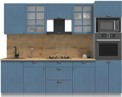 Кухонный гарнитур Интерлиния Берес 2.7В (дуб лазурный/дуб бунратти) - фото