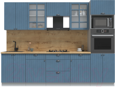 Кухонный гарнитур Интерлиния Берес 2.8В (дуб лазурный/дуб бунратти) - фото