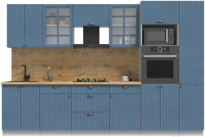 Кухонный гарнитур Интерлиния Берес 3.2В (дуб лазурный/дуб бунратти) - фото