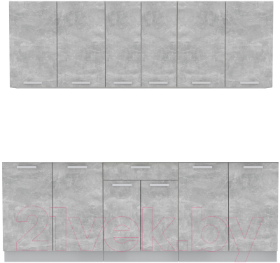 Кухонный гарнитур Интерлиния Мила Лайт 2.2 без столешницы (бетон) - фото