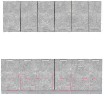 Кухонный гарнитур Интерлиния Мила Лайт 2.3 без столешницы (бетон) - фото