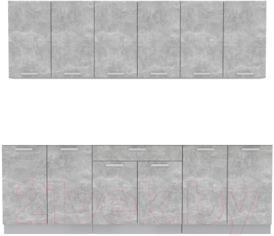 Кухонный гарнитур Интерлиния Мила Лайт 2.4 без столешницы (бетон) - фото