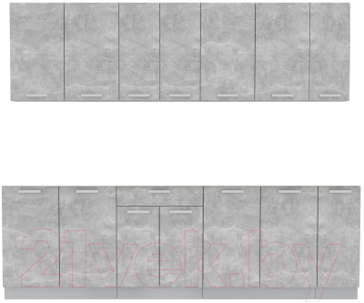 Кухонный гарнитур Интерлиния Мила Лайт 2.5 без столешницы (бетон) - фото