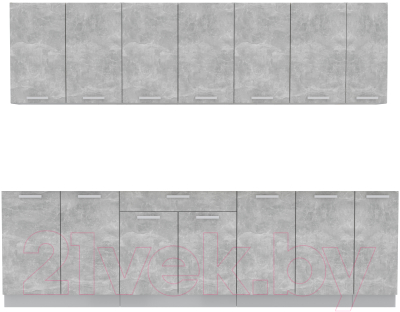 Кухонный гарнитур Интерлиния Мила Лайт 2.7 без столешницы (бетон) - фото