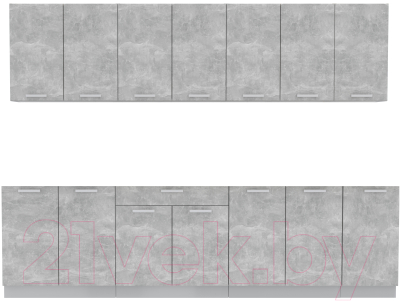 Кухонный гарнитур Интерлиния Мила Лайт 2.8 без столешницы (бетон) - фото