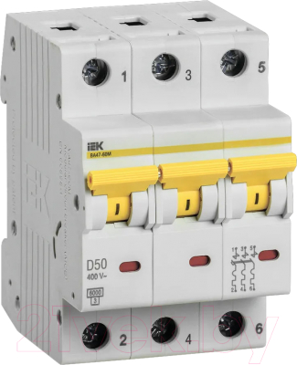 Выключатель автоматический IEK ВА47-60M 3Р 50А 6кА D / MVA31-3-050-D - фото