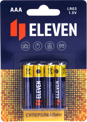 Комплект батареек Eleven Super AAA LR03 алкалиновые ВС4 - фото