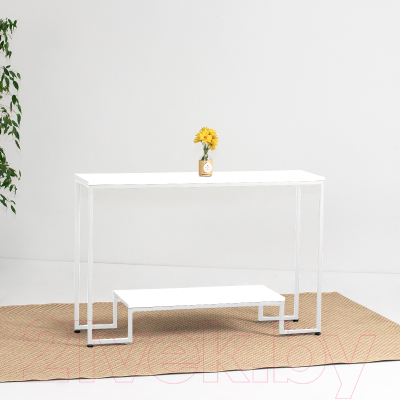 Консольный столик Millwood Пекин 4 Лофт Л 120x35x80 (белый/металл белый)