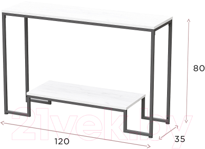 Консольный столик Millwood Пекин 4 Лофт Л 120x35x80 (белый/металл белый)