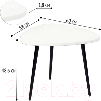 Журнальный столик Millwood Лофт СТ-9 (белый металл/пластик черный)
