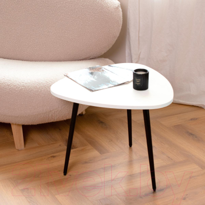 Журнальный столик Millwood Лофт СТ-9 (белый металл/пластик черный)