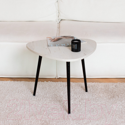 Журнальный столик Millwood Лофт СТ-9 (дуб белый Craft металл/пластик черный)