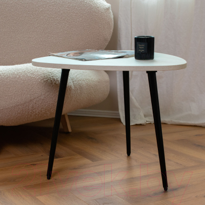 Журнальный столик Millwood Лофт СТ-9 (дуб белый Craft металл/пластик черный)