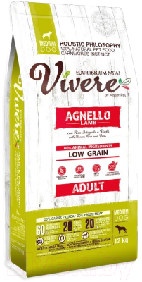 Сухой корм для собак Vivere Medium Adult Lamb (12кг) - фото