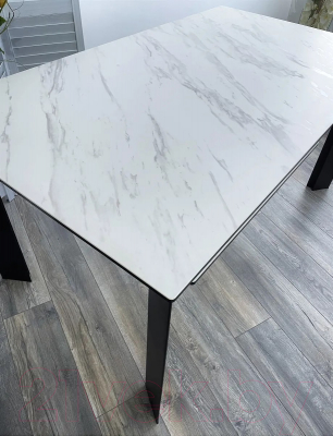 Обеденный стол M-City Cremona 180 KL-99 / DECDF501TKL99BLK180 (белый мрамор матовый/черный)