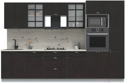 Кухонный гарнитур Интерлиния Берес 3.2В (дуб английский/бискайская сосна) - фото