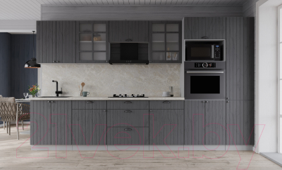 Кухонный гарнитур Интерлиния Берес 3.2В (дуб серый/опал светлый)