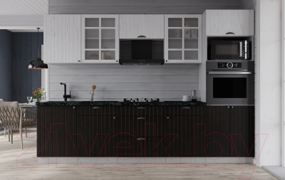 Кухонный гарнитур Интерлиния Берес 2.7В (дуб английский/дуб полярный/кастилло темный)