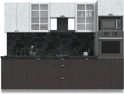 Кухонный гарнитур Интерлиния Берес 2.8В (дуб английский/дуб полярный/кастилло темный) - фото