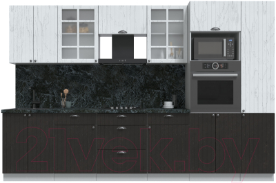 Кухонный гарнитур Интерлиния Берес 3.2В (дуб английский/дуб полярный/кастилло темный) - фото