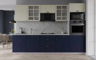 Кухонный гарнитур Интерлиния Берес 2.7В (дуб снежный/дуб королевский/серый каспий)