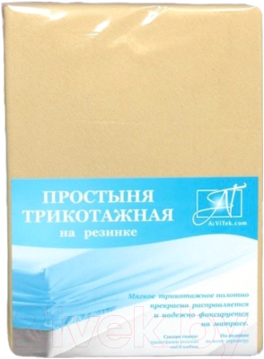 Простыня для малышей AlViTek Трикотажная на резинке 60x120x15 / ПТР-БЕЖ-060 - фото