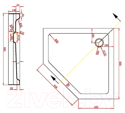 Душевой поддон Adema Р39