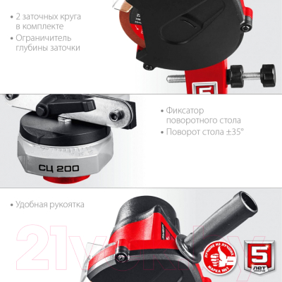 Точильный станок Зубр СЦ-200