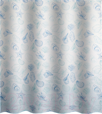 Шторка-занавеска для ванны Рыжий кот Ракушки / 104968 - фото