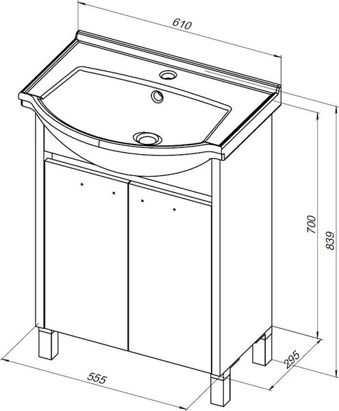 Тумба под умывальник Aquanet Донна 60 / 294390