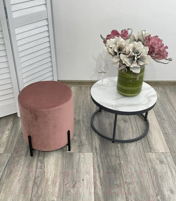 Пуф M-City Феликс круглый / 461MC04211 (розовый 15 велюр/черный)