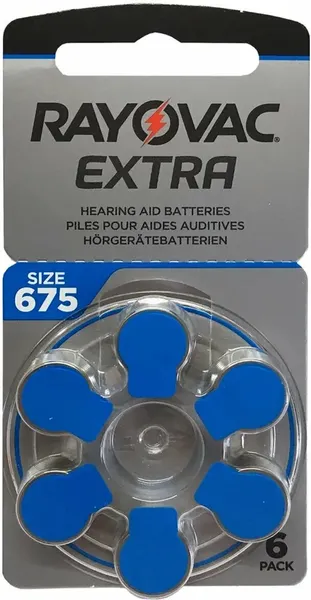 Комплект батареек Rayovac Extra 675P PR44 для слуховых аппаратов - фото