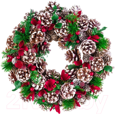 Венок Elan Gallery Заснеженные шишки / 450087 - фото