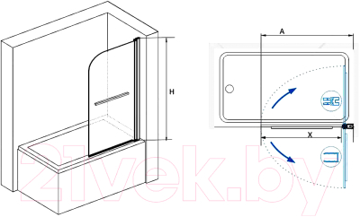 Стеклянная шторка для ванны RGW SC-114 / 411111408-11