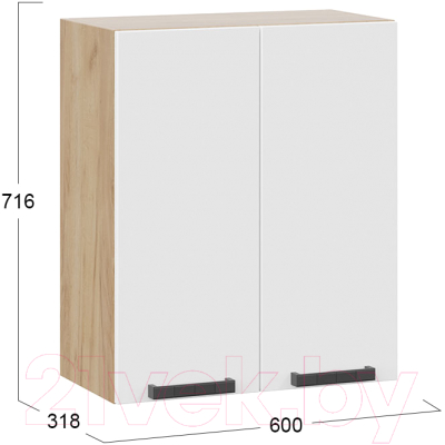 Шкаф навесной для кухни ТриЯ Детройт 1В6 исп. 2 (дуб крафт золотой/белый глянец)
