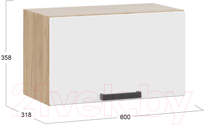 Шкаф навесной для кухни ТриЯ Детройт 1В6Г исп. 2 (дуб крафт золотой/белый глянец)