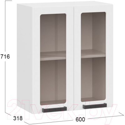 Шкаф навесной для кухни ТриЯ Детройт 1В6С исп. 2 (белый/белый глянец)
