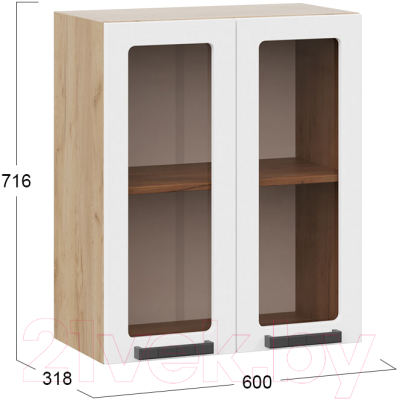 Шкаф навесной для кухни ТриЯ Детройт 1В6С исп. 2 (дуб крафт золотой/белый глянец)