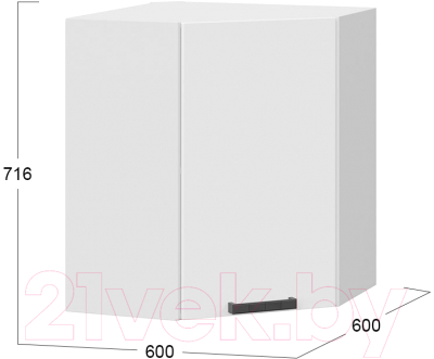 Шкаф навесной для кухни ТриЯ Детройт 1В6У исп. 2 (белый/белый глянец)