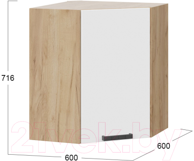 Шкаф навесной для кухни ТриЯ Детройт 1В6У исп. 2 (дуб крафт золотой/белый глянец)