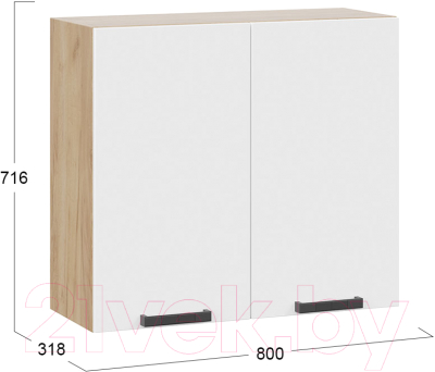 Шкаф навесной для кухни ТриЯ Детройт 1В8 исп. 2 (дуб крафт золотой/белый глянец)