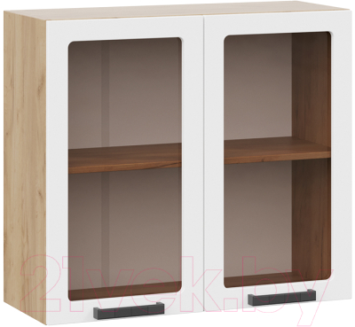 Шкаф навесной для кухни ТриЯ Детройт 1В8С исп. 2 (дуб крафт золотой/белый глянец) - фото