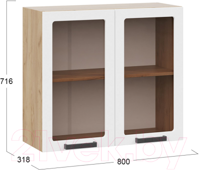 Шкаф навесной для кухни ТриЯ Детройт 1В8С исп. 2 (дуб крафт золотой/белый глянец)