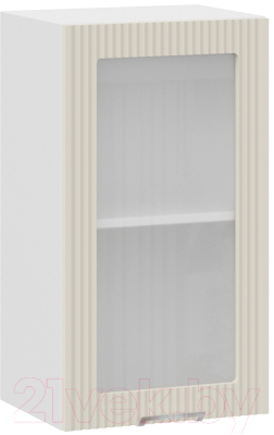 Шкаф навесной для кухни ТриЯ Кимберли 1В4С (белый/крем) - фото
