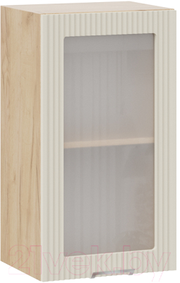 Шкаф навесной для кухни ТриЯ Кимберли 1В4С (дуб крафт золотой/крем) - фото