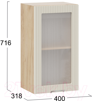 Шкаф навесной для кухни ТриЯ Кимберли 1В4С (дуб крафт золотой/крем)