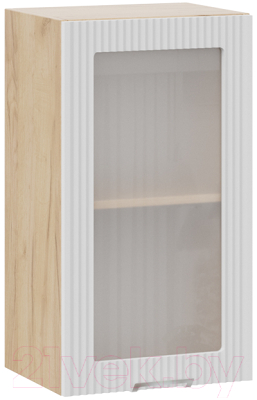 Шкаф навесной для кухни ТриЯ Кимберли 1В4С (дуб крафт золотой/сноу) - фото