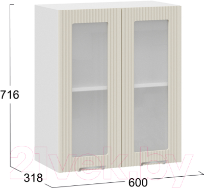 Шкаф навесной для кухни ТриЯ Кимберли 1В6С (белый/крем)