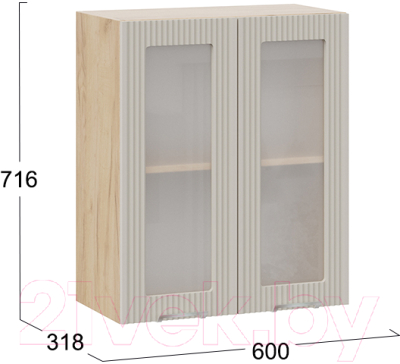Шкаф навесной для кухни ТриЯ Кимберли 1В6С (дуб крафт золотой/крем)