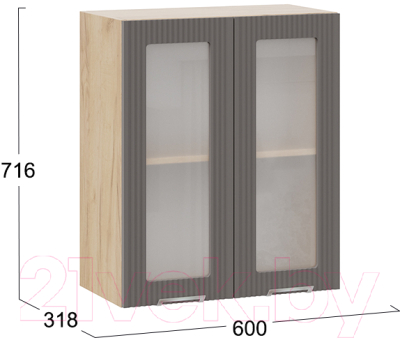 Шкаф навесной для кухни ТриЯ Кимберли 1В6С (дуб крафт золотой/муссон)